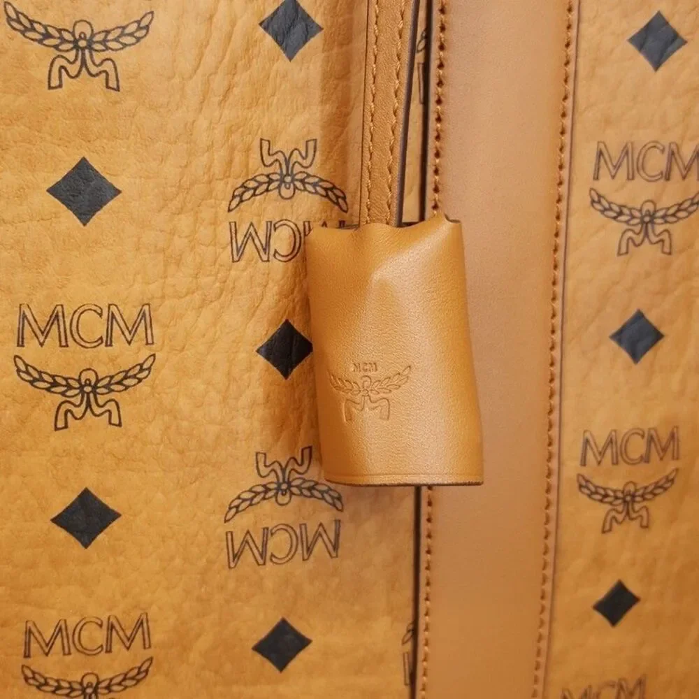 MCM Ottomar Suitcase in Visetos Tan Cognac Leather Weekender Monogram Logo $1390